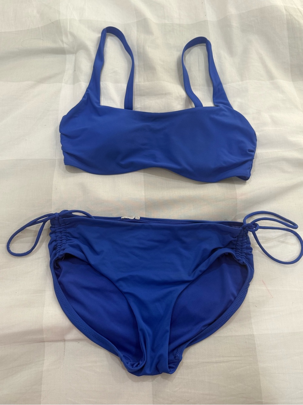 Athleta Royal Blue kids Two-Piece Bikini Set - Scoop Top & Tie-Side Bottoms